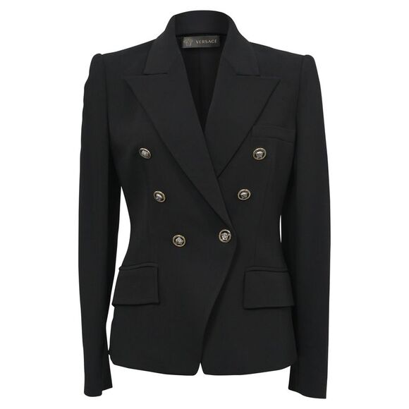 Versace Double-Breasted Signature Blazer in Black Wool - Picture 1 of 5